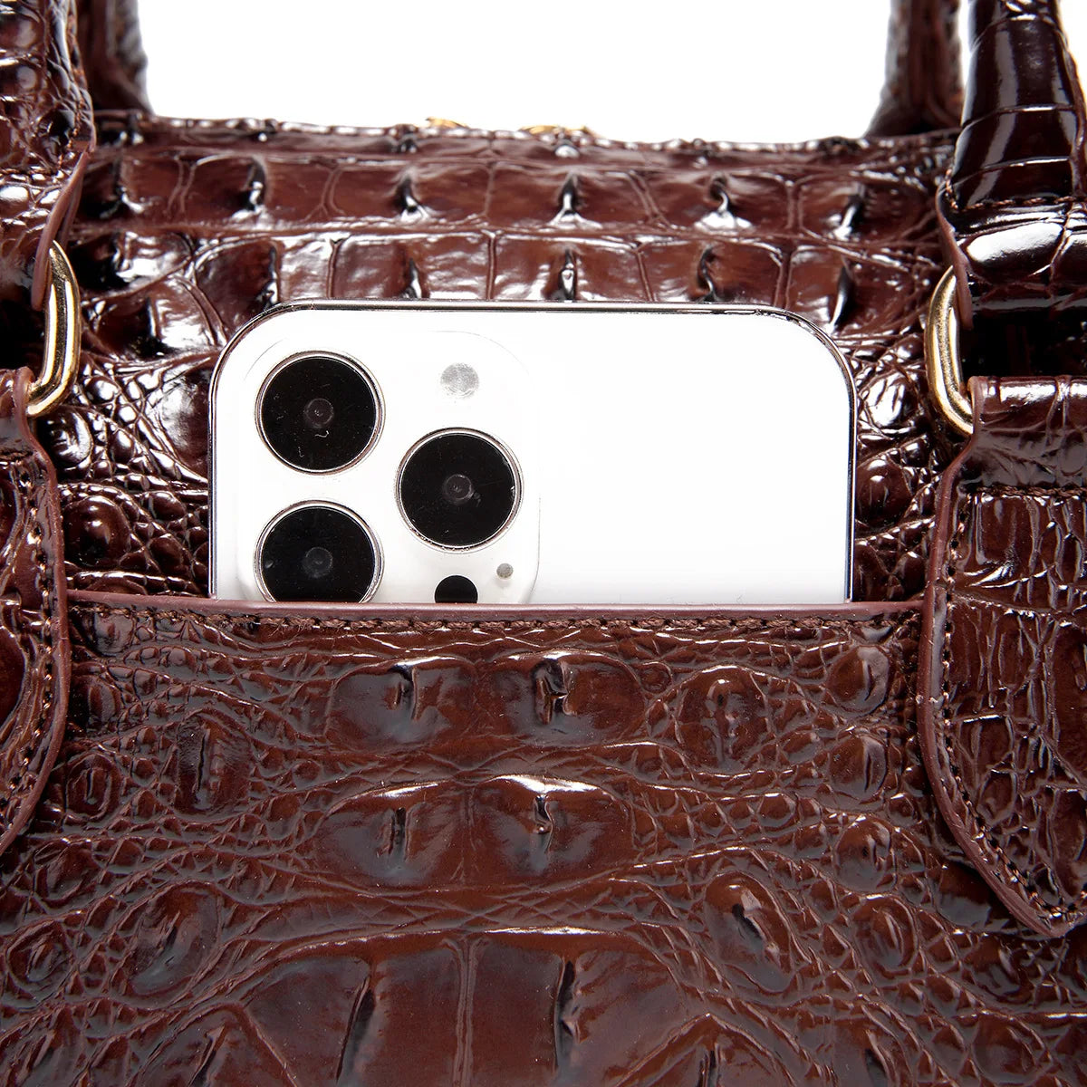 Elegant Crocodile Pattern Boston Bag