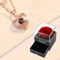 Girlfriend projection necklace - golden 'I Love You' 100 languages pendant with rose gift box