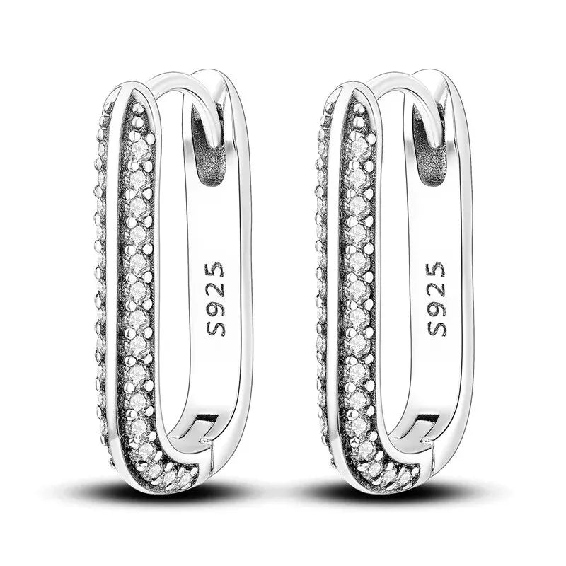 Elegant Sterling Silver Heart Hoop Earrings with Cubic Zirconia