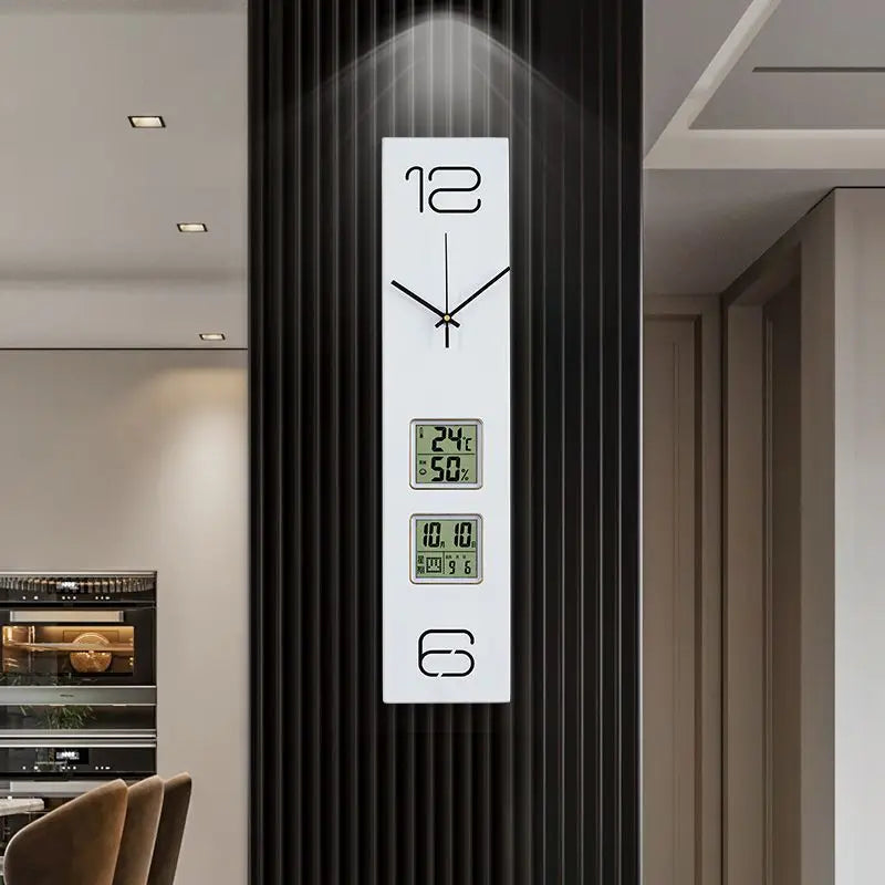 Elegant Modern Wood Silent Clock - Date & Temp Display