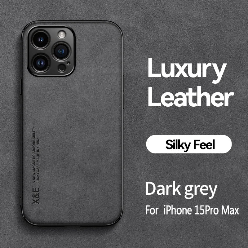 Premium Sheepskin Leather iPhone Case - Magnetic Shockproof Cover