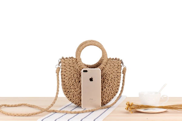 Elegant Women's Straw Tote - Handmade Beach Weaver