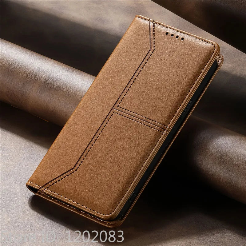 Luxury Magnetic Leather iPhone Case - Wallet Flip Cover