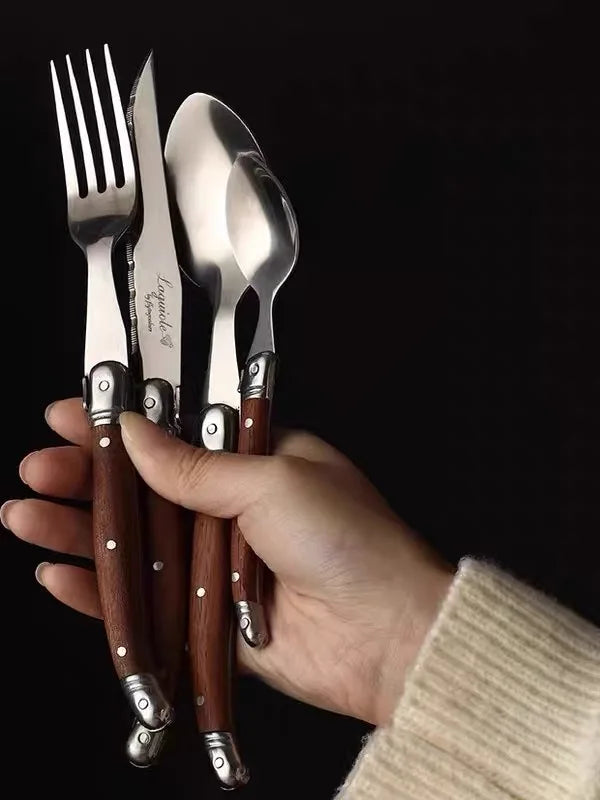 Luxury Laguiole Cutlery Set - Rose Wood Handle Dinnerware