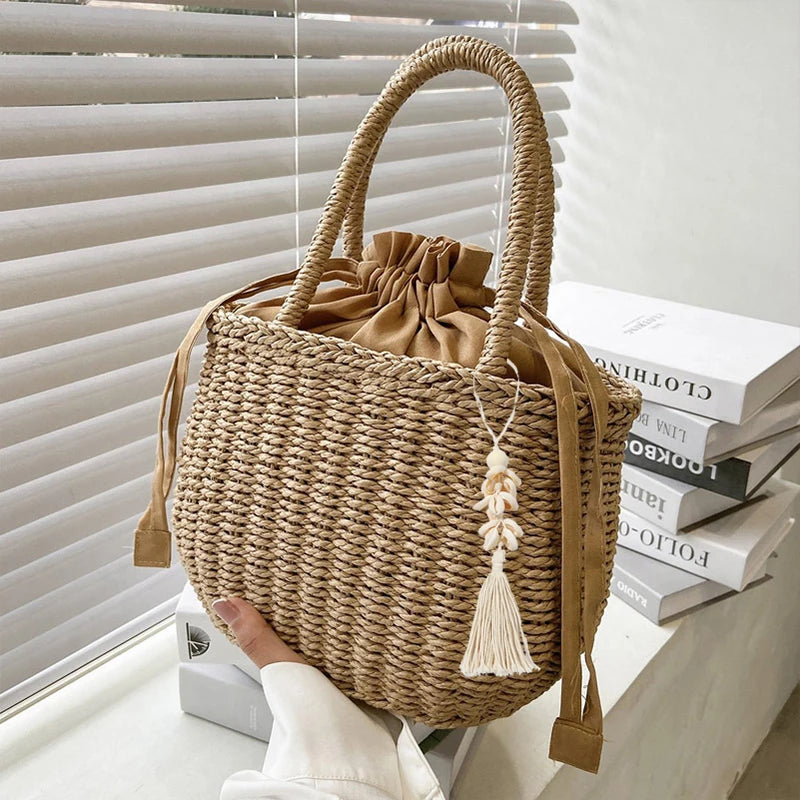 Elegant Straw Clutch - Retro Woven Rattan Bag