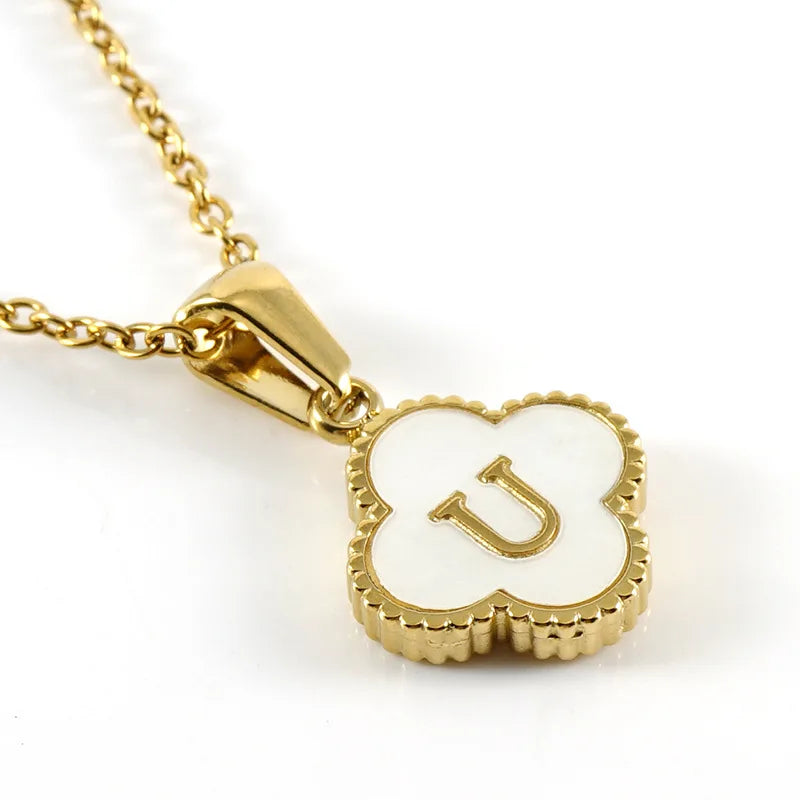 Elegant Initial Letter Necklace - Lucky Shell Gold Pendant