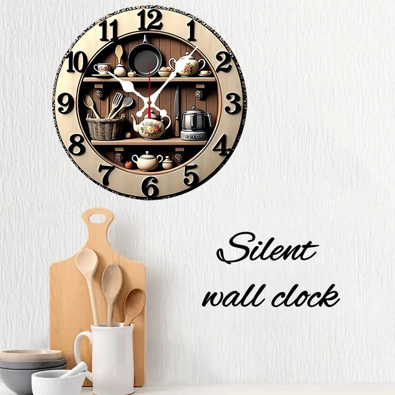 Elegant Wooden Kitchen Wall Clock - Silent & Decorative