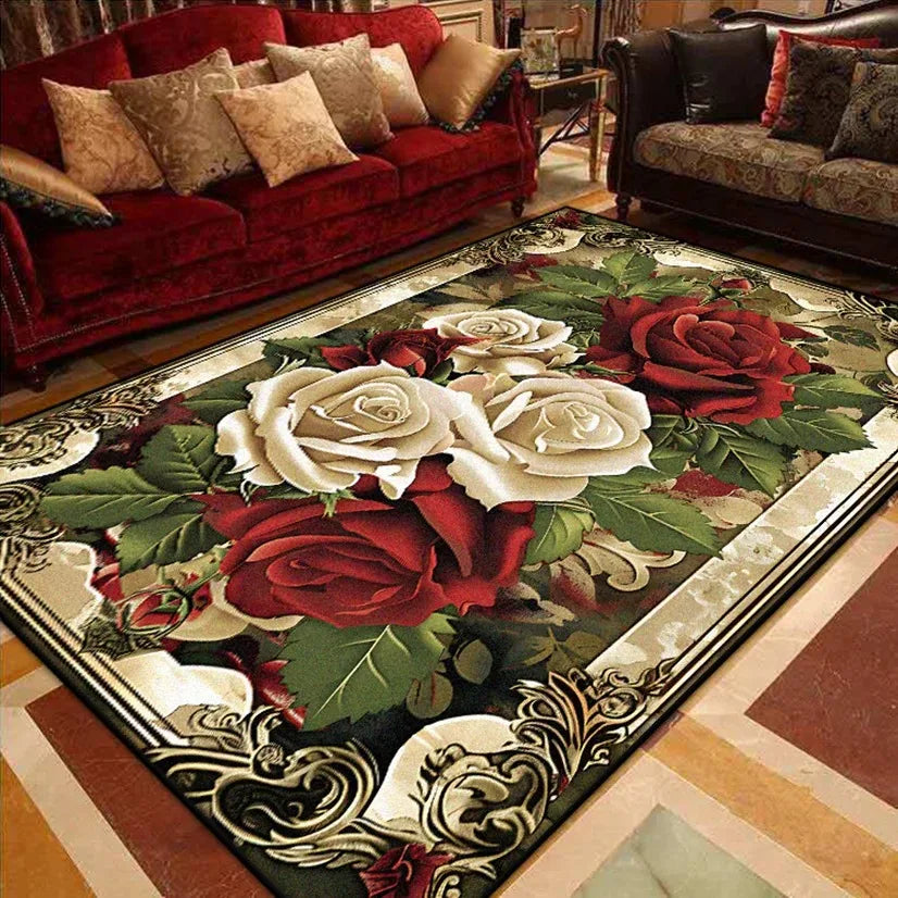 Luxury European Large Area Rugs - Non-Slip Living Room Carpet