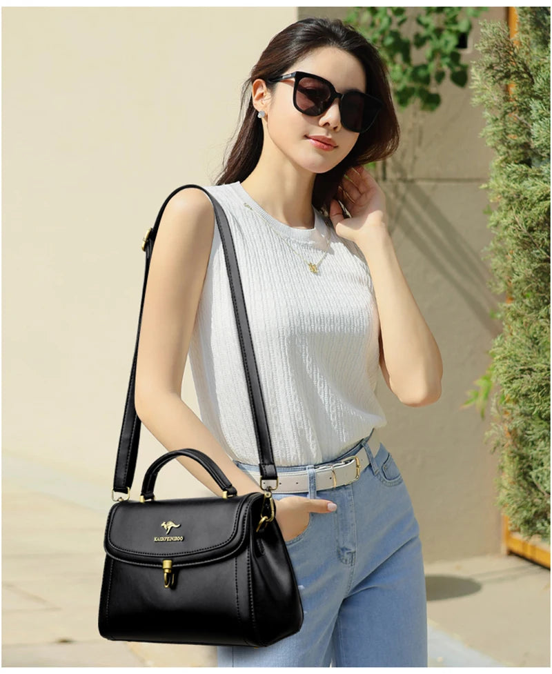 Elegant Leather Shoulder Crossbody Bag - Luxury Designer Style