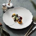 White ceramic dinner plates - elegant irregular porcelain flatware set for home kitchen dining