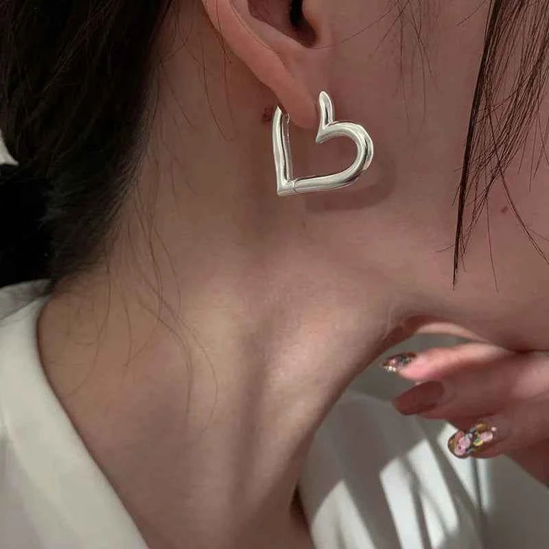 Elegant Sterling Silver Heart Hoop Earrings