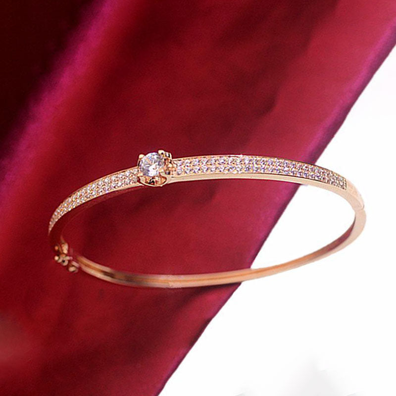 Elegant Rose Gold Crystal Bracelet - Light Luxury Design