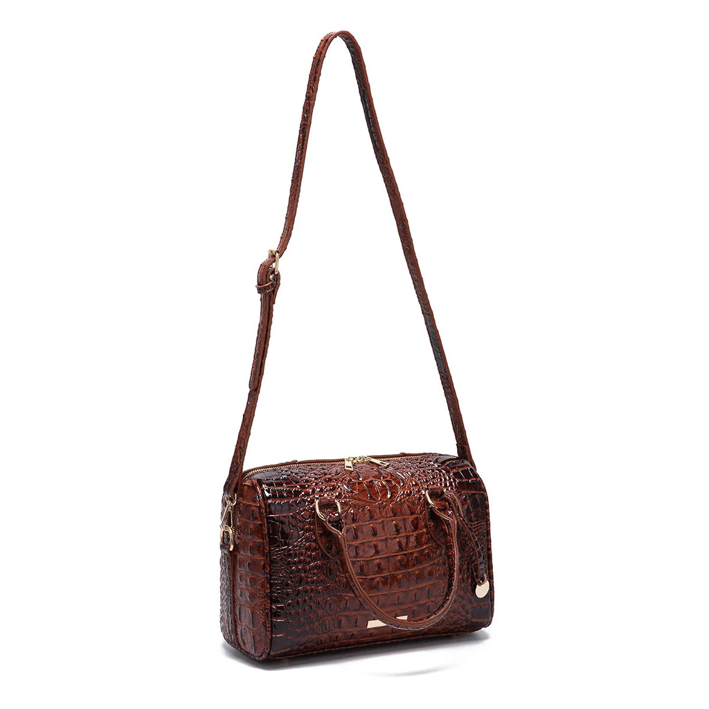 Elegant Crocodile Pattern Boston Bag
