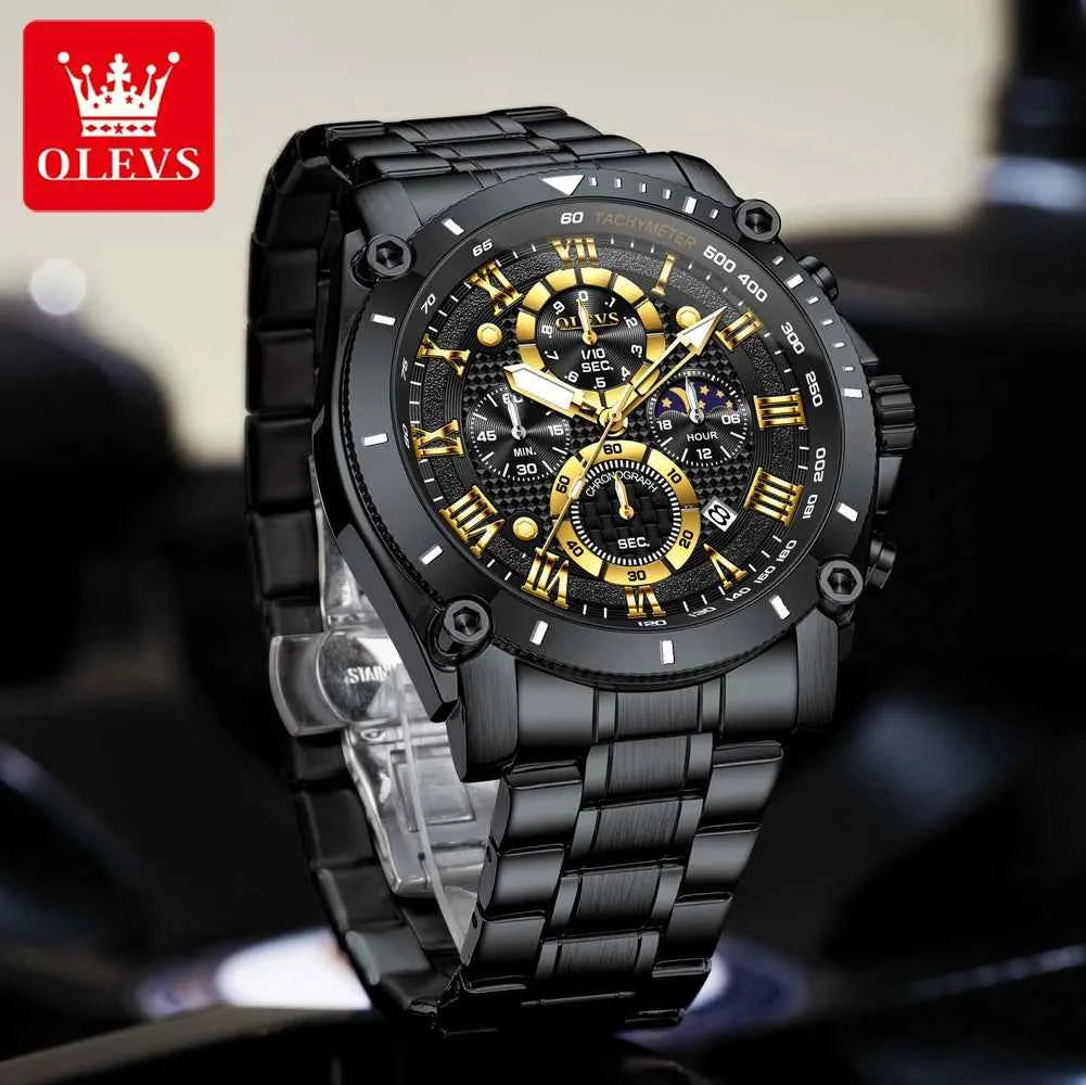 OLEVS Watches Man 3689 Multifunctional Sports Quartz Watch 30m Waterproof Luminous Date Mens Watch Original Business Brand