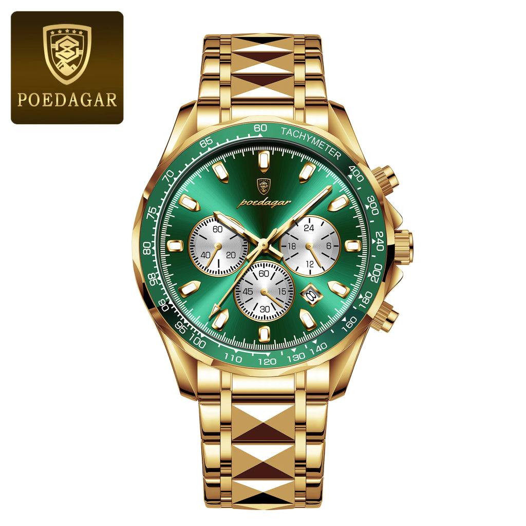 Luxury Men's Quartz Watch - Waterproof Stainless Steel Chronograph