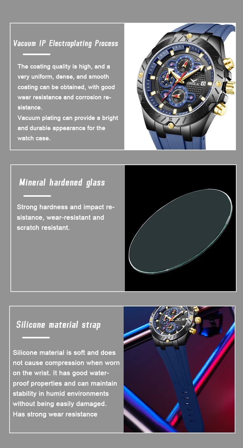 Premium Men's Sports Quartz Watch - Luminous & Waterproof