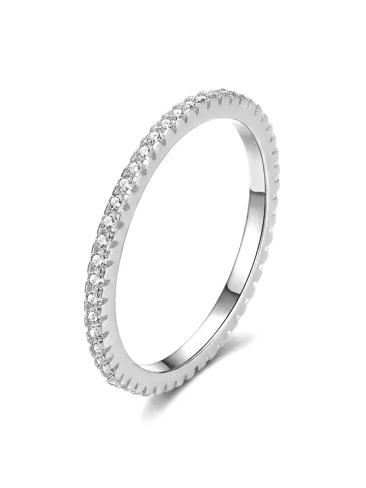 Elegant Sterling Silver Zircon Ring - Luxury Fine Jewelry