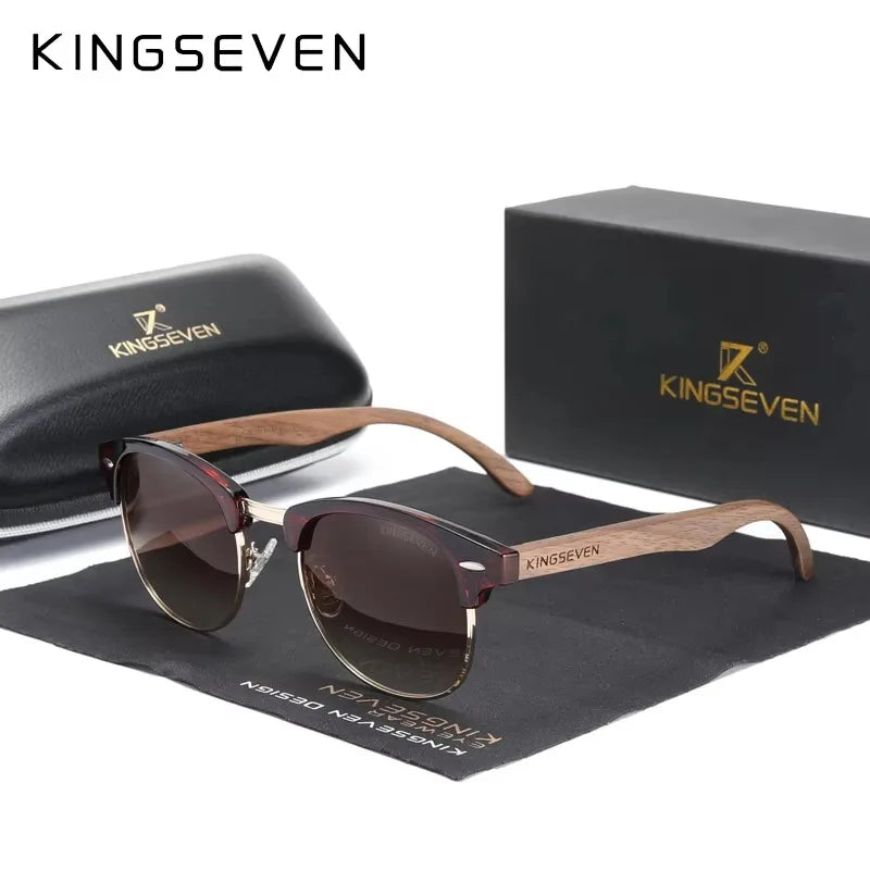 Vintage Walnut Sunglasses - Polarized UV400 Retro Eyewear