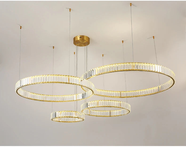 Elegant Crystal Ring Chandelier - Modern Dining Room Lighting