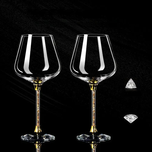 Crystal wine glass set - elegant tall stemmed drinking glasses for red wine and champagne