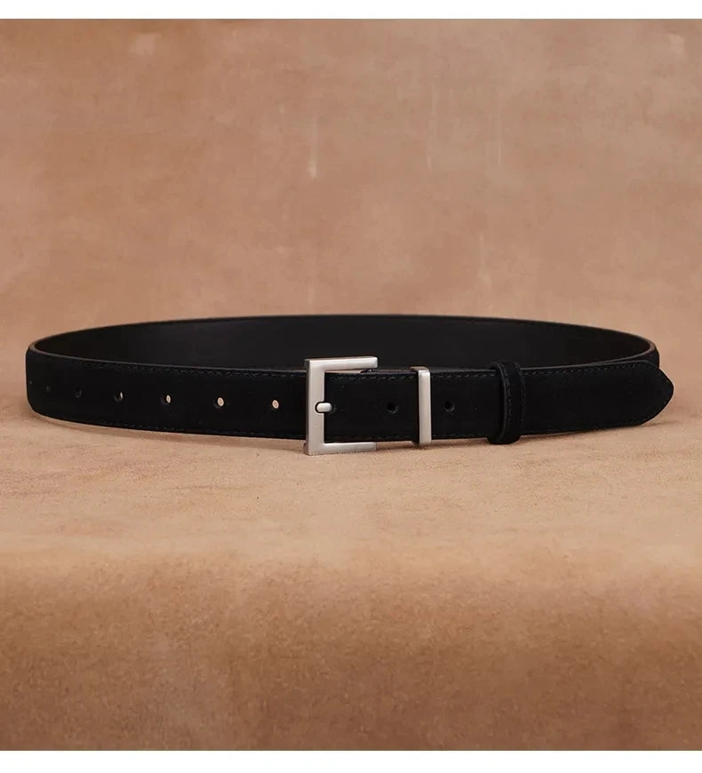 Luxury Cowhide Leather Belt - Adjustable Square Buckle