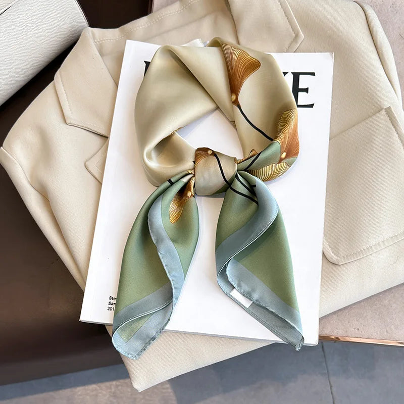 Luxury Silk Scarf - 70x70cm Square Shawl & Headband