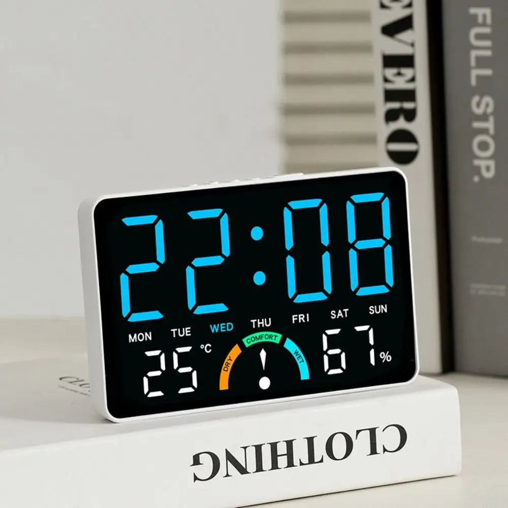 Premium Digital LED Wall Clock - Voice Control & Temperature Display