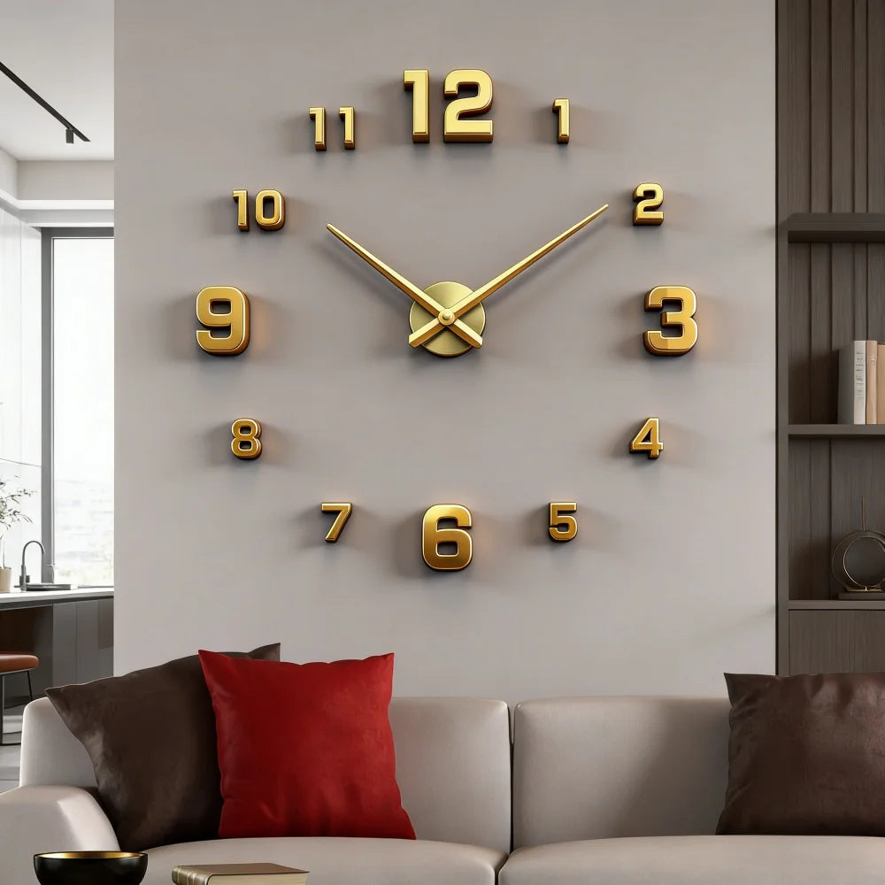Elegant Modern Large Wall Clock - 3D DIY Quartz Design