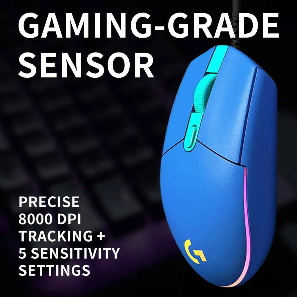 Logitech G203 Wired Gaming Mouse, Esports-Grade, 6 Programmable Buttons & Multi-Color for Competitive Games