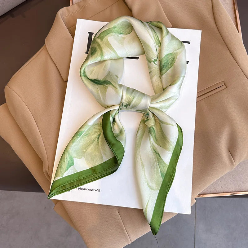 Luxury Silk Scarf - 70x70cm Square Shawl & Headband