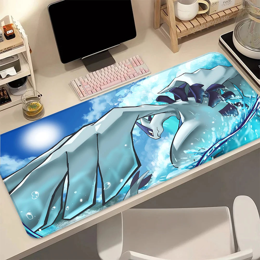 Premium Pokemon Lugia Mouse Pad - Extended Desk Mat with Stitched Edges