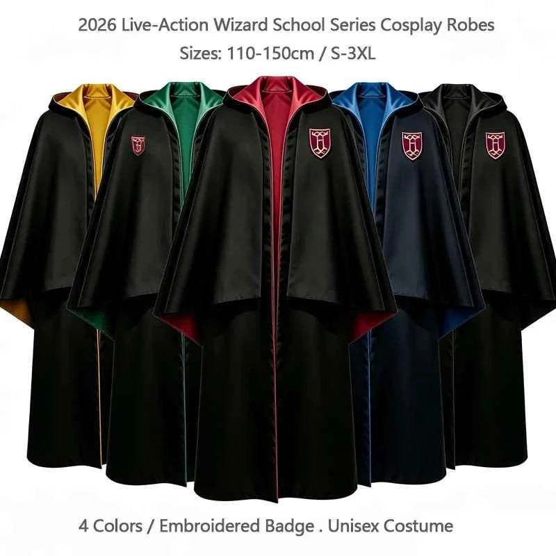 Premium Hogwarts House Robe - Wizard Hooded Cloak Cosplay Costume