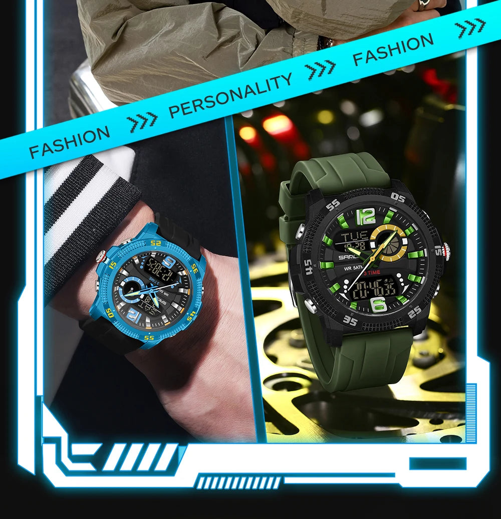 Premium Men's Sports Watch - Dual Time LED