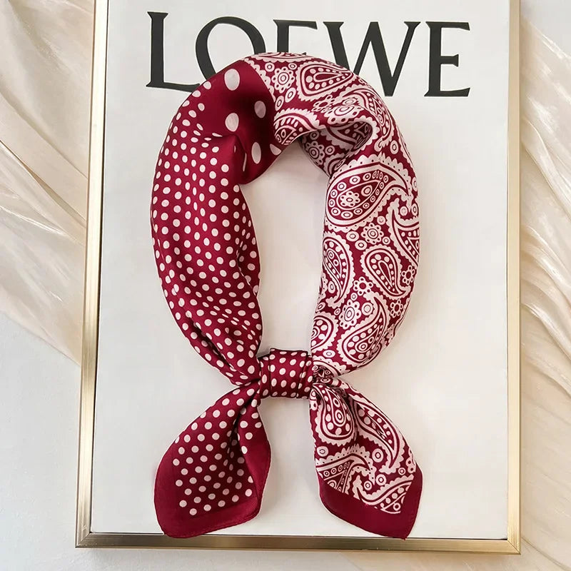 Luxury Silk Square Scarf - Elegant Designer Neckerchief & Purse Accessory