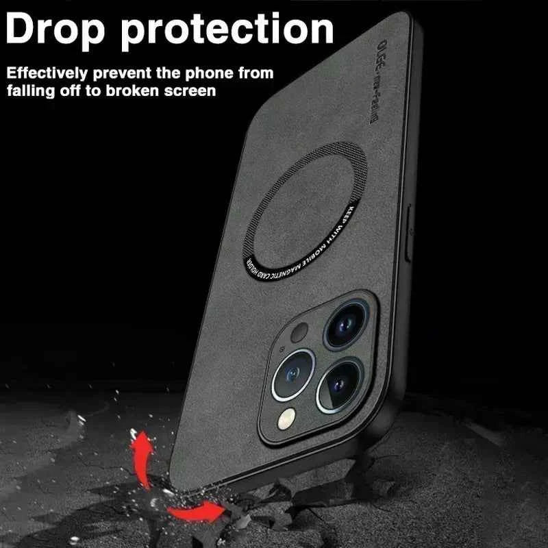 Luxury Leather Magnetic Phone Case - Shockproof & MagSafe Compatible