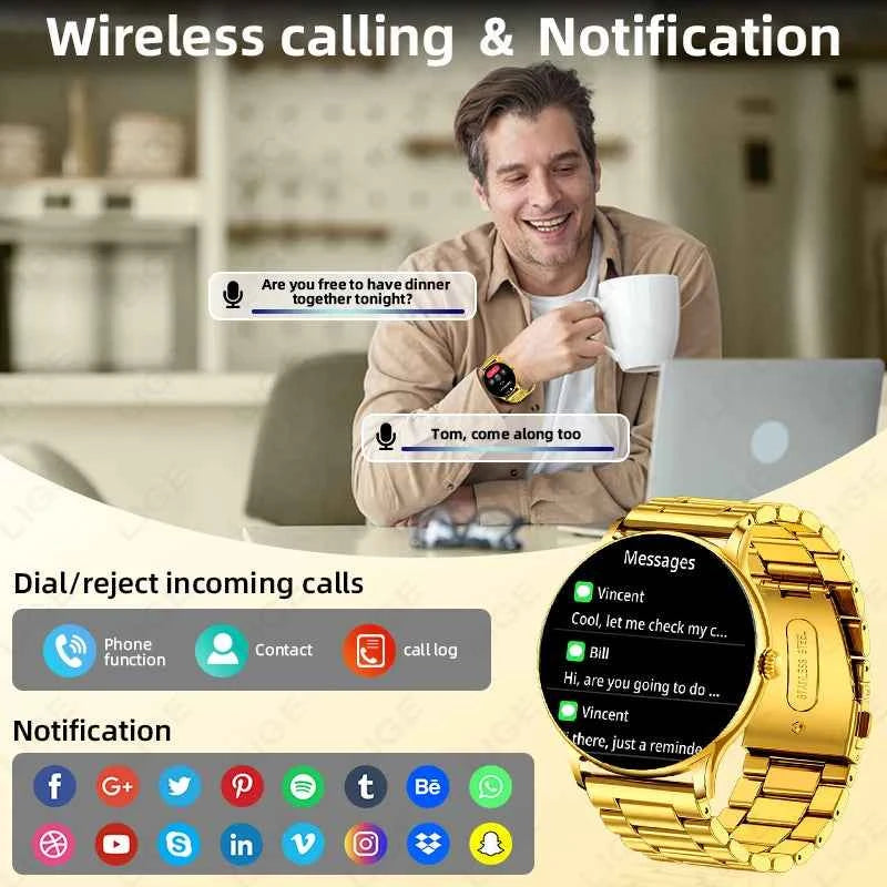 Luxury Steel Smart Watch - Bluetooth Call & Fitness Tracker