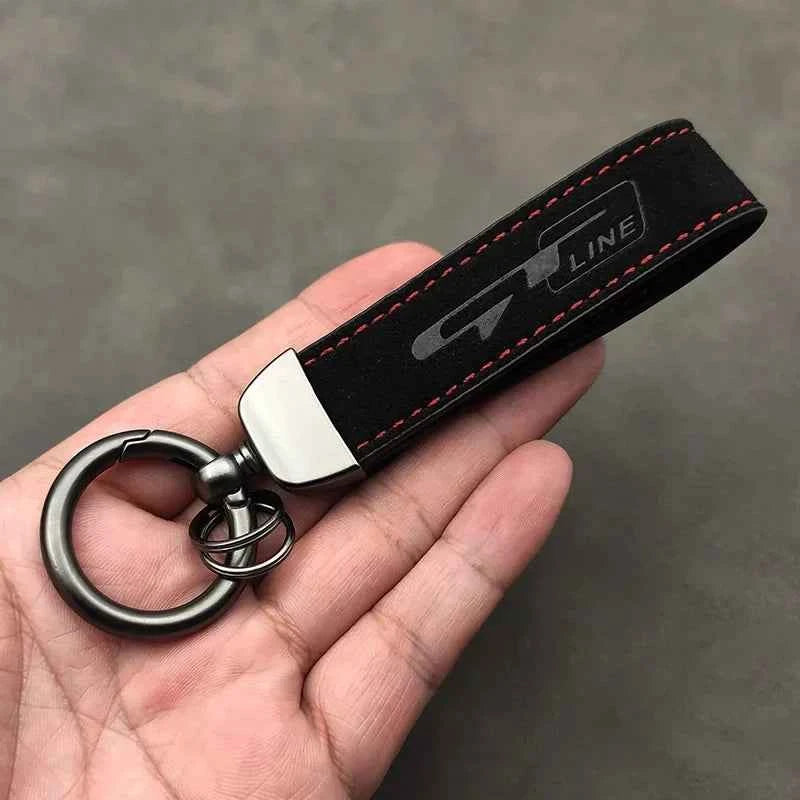 Luxury Suede Car Keychain - Premium Alloy & Leather Ring