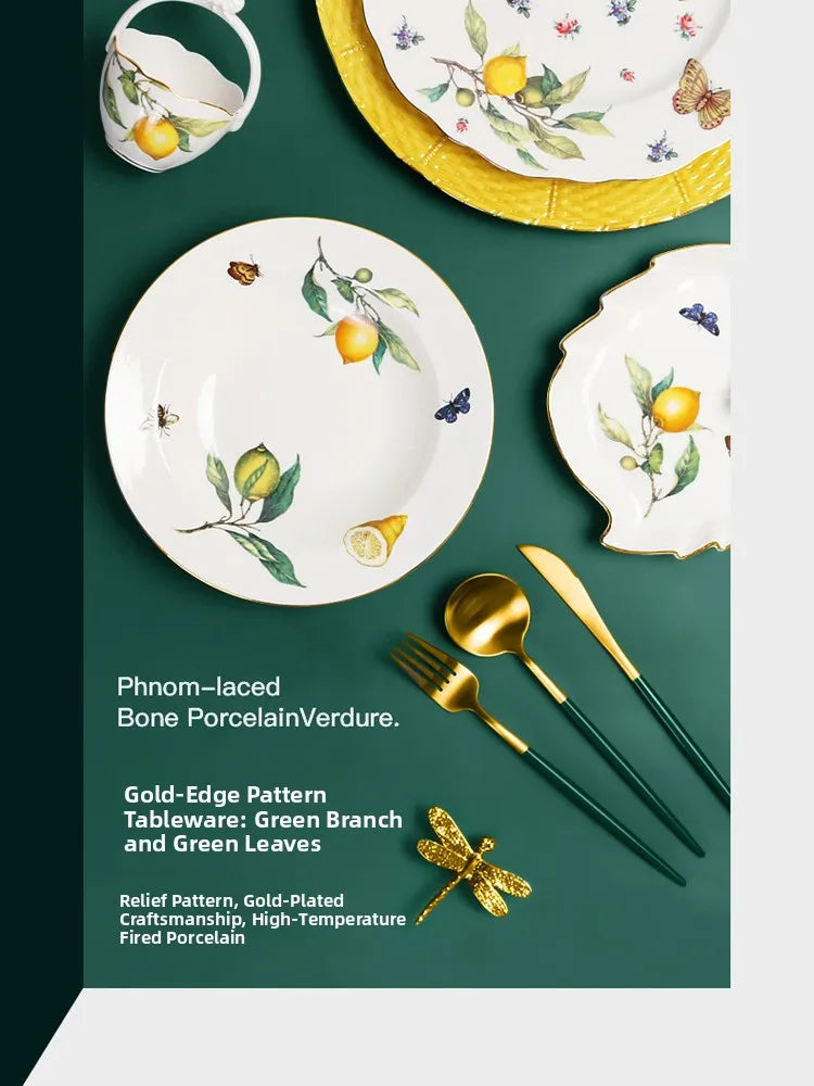 Elegant Ceramic Dinner Plate - European Style Round Dish