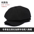 Premium Winter Wool Cap - Thickened Tweed Newsboy Style