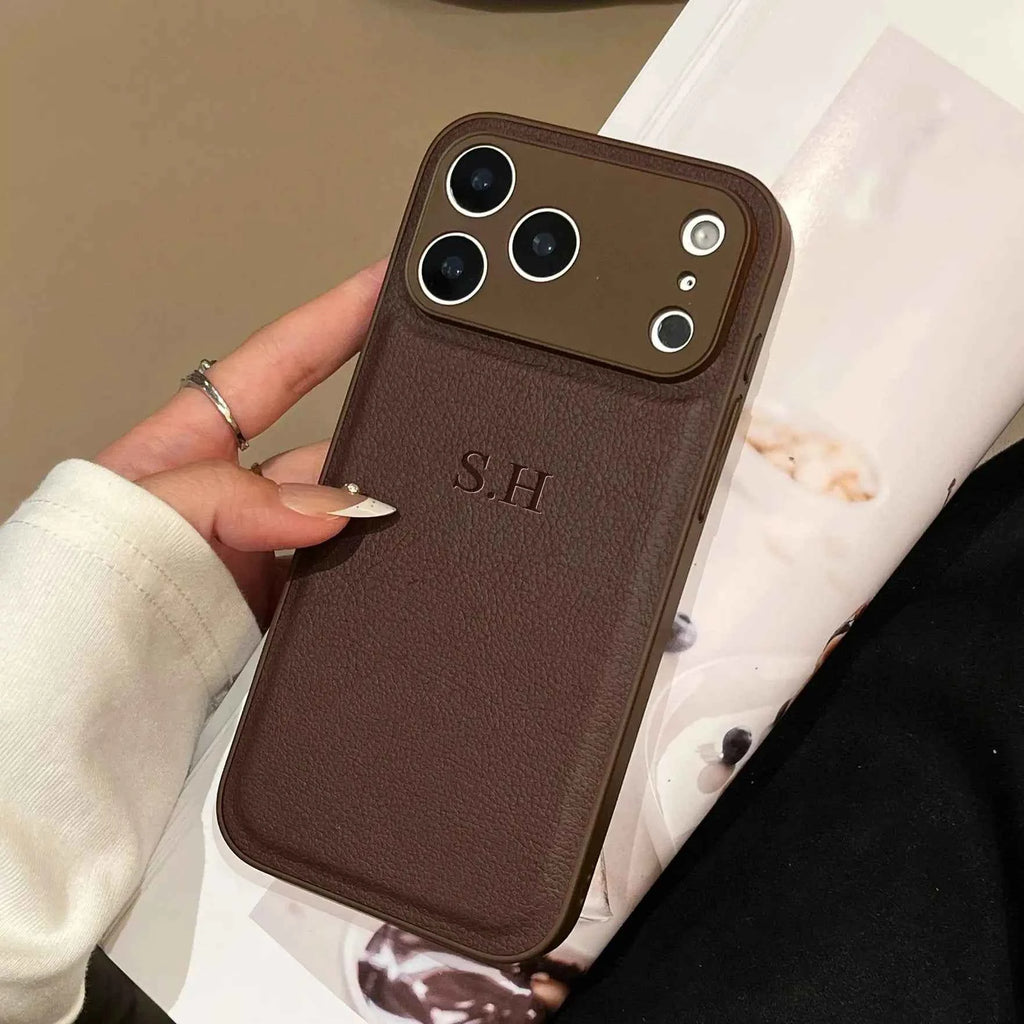 Luxury Personalized Faux Leather Phone Case - Custom Monogram Cover