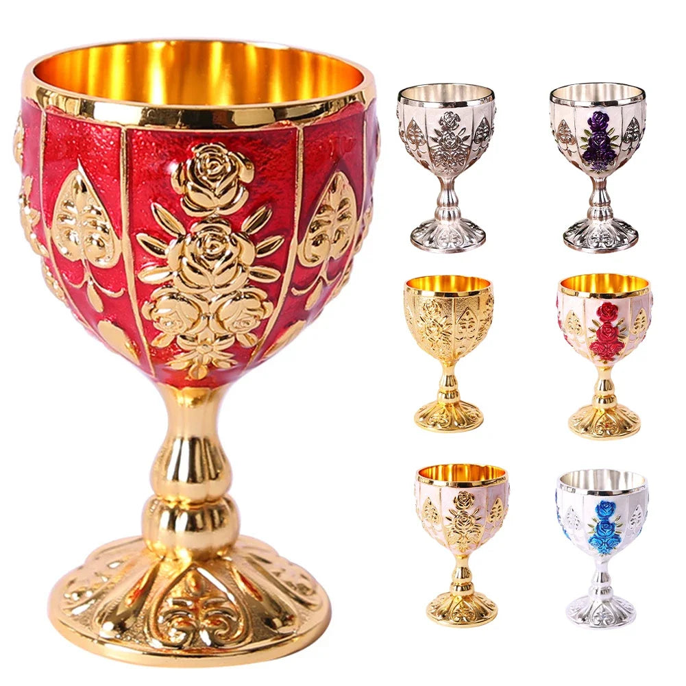 Vintage Aluminum Goblet - European style in gold with intricate detailing