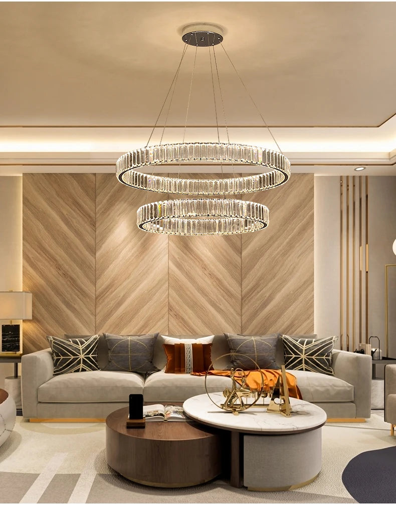 Elegant Crystal Ring Chandelier - Modern Dining Room Lighting