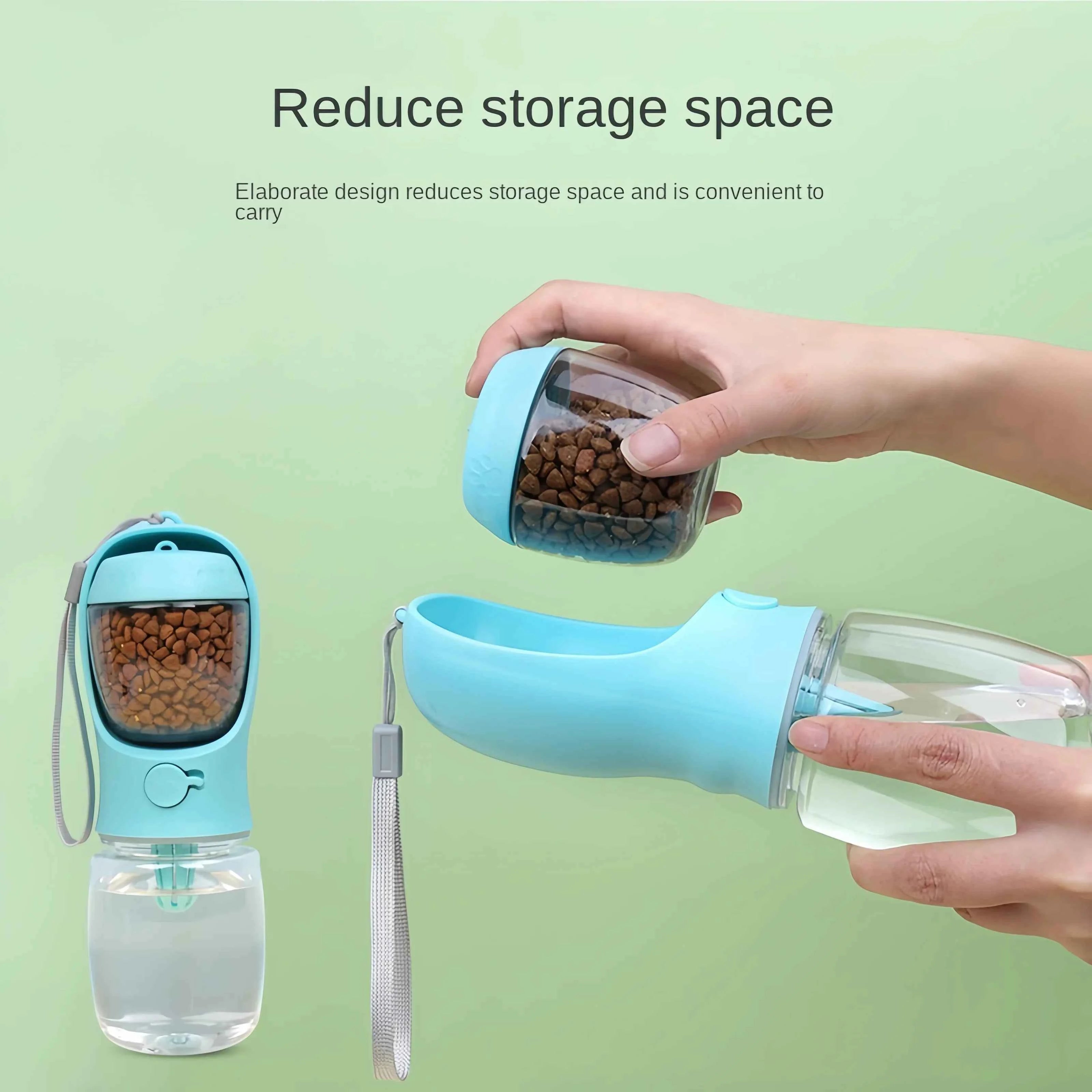 Portable Pet Water Bottle with Food Container – Leak Proof Dog Cat Water Dispenser, Outdoor Water Bottle for Dogs Travel