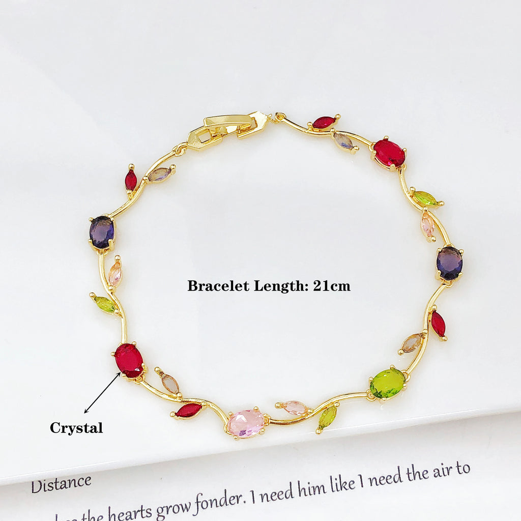 Elegant Crystal Leaf Jewelry Set - Premium Necklace & Bracelet