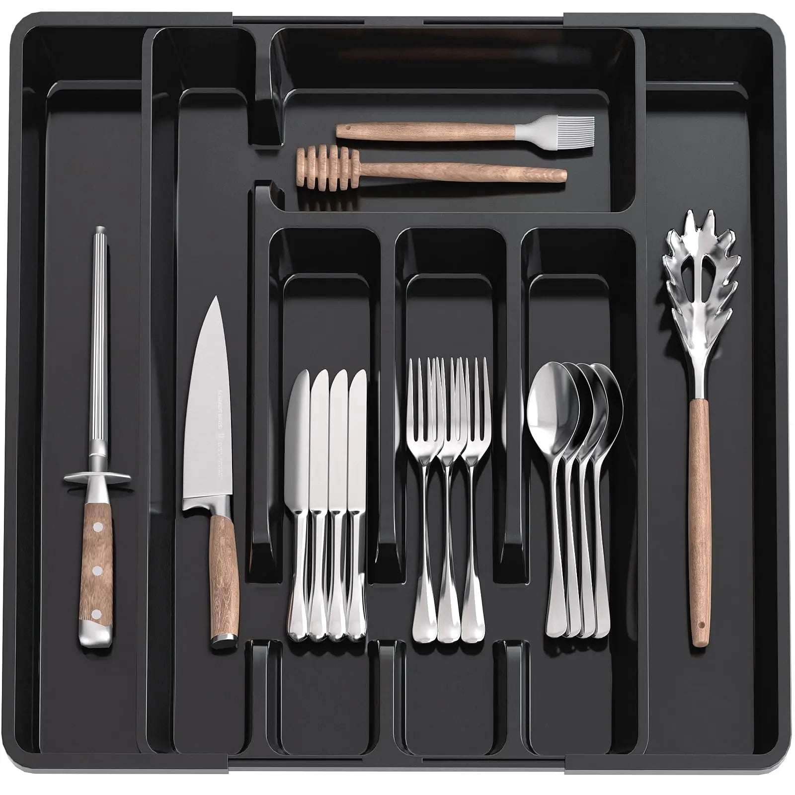 Premium Expandable Drawer Organizer - Adjustable Utensil Tray