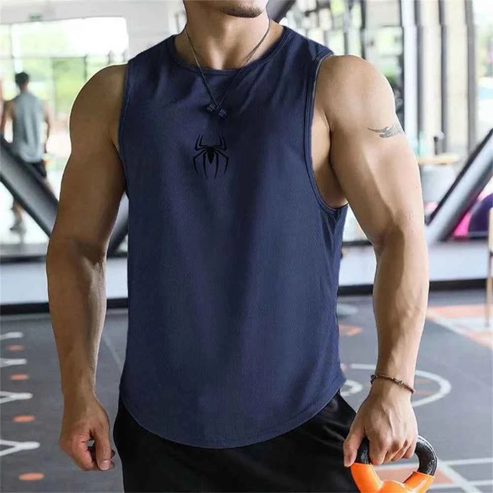 Ultimate Muscle Tank Top - Breathable Spider Print Gym Shirt