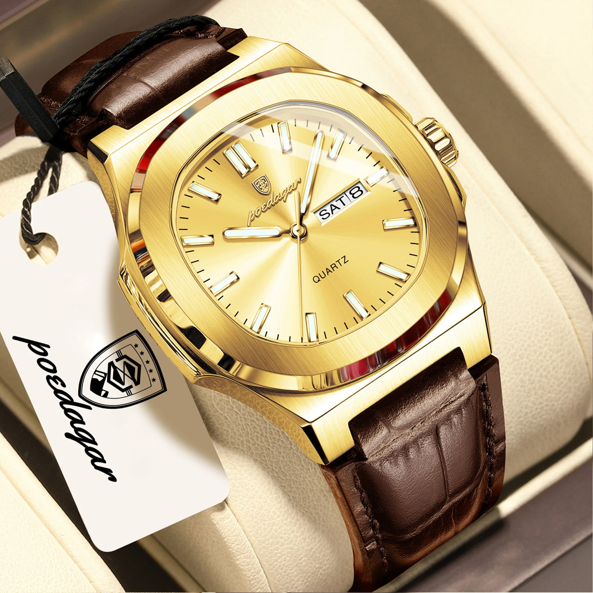 Luxury Square Men's Quartz Wristwatch - Waterproof & Luminous