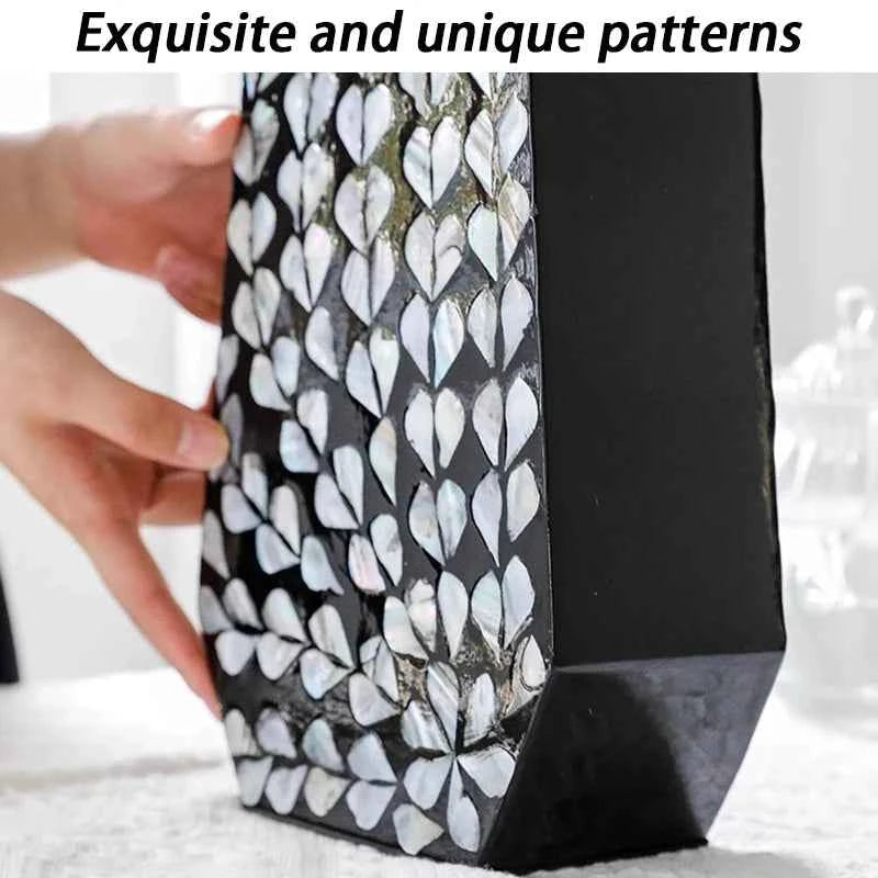 Premium Modern Aesthetic Vase - Hand-Painted Wood Centerpiece