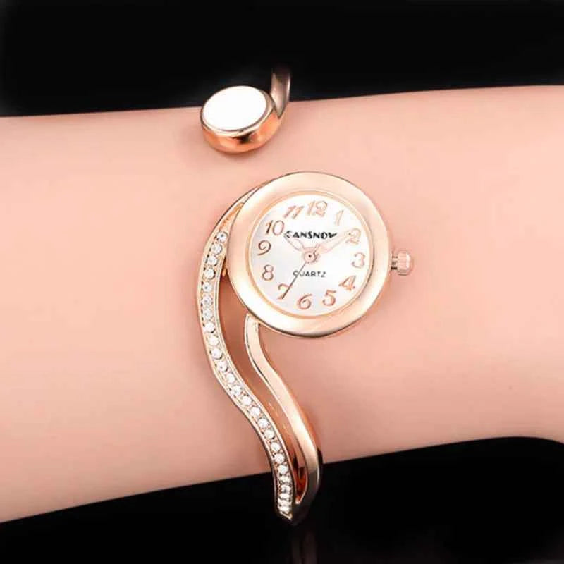 Elegant Ladies Quartz Watch - Rhinestone Stainless Steel