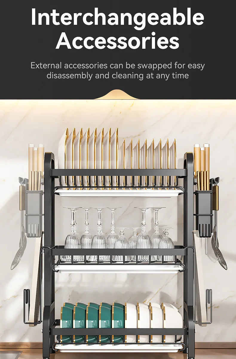 Premium Kitchen Tableware Organizer - Multi-use Drain Rack